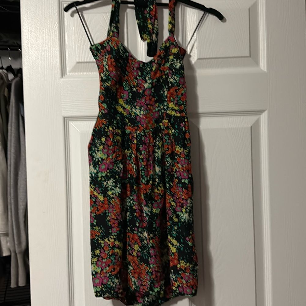 Addison Heart Silk Dress - Super Cute Floral Back Tie and Zipper Dress